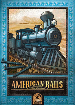 Cover of American rails: a classic US steam locomotive on a trestle bridge