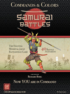 Cover of Commands & Colors: Samurai Battles - a spearman against a black and gold background