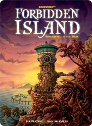 Forbidden Island cover: a vine-covered tower rises from the island hillside