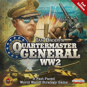 Cover of Quartermaster General: a montage of WW2 tanks, artillery and leaders