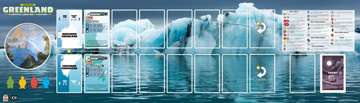 Board for Greenland: a seascape of ice cliffs under printed player aids