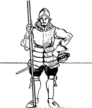 A Spanish pikeman stands to attention