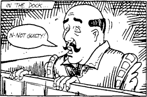 In the dock: the defendant nervously says he's 